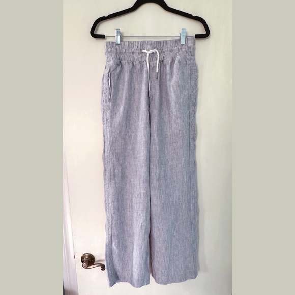 Quince 100% European Linen Wide Leg Pants - XS - Blue Pinstripe - NWOT - Picture 2 of 4